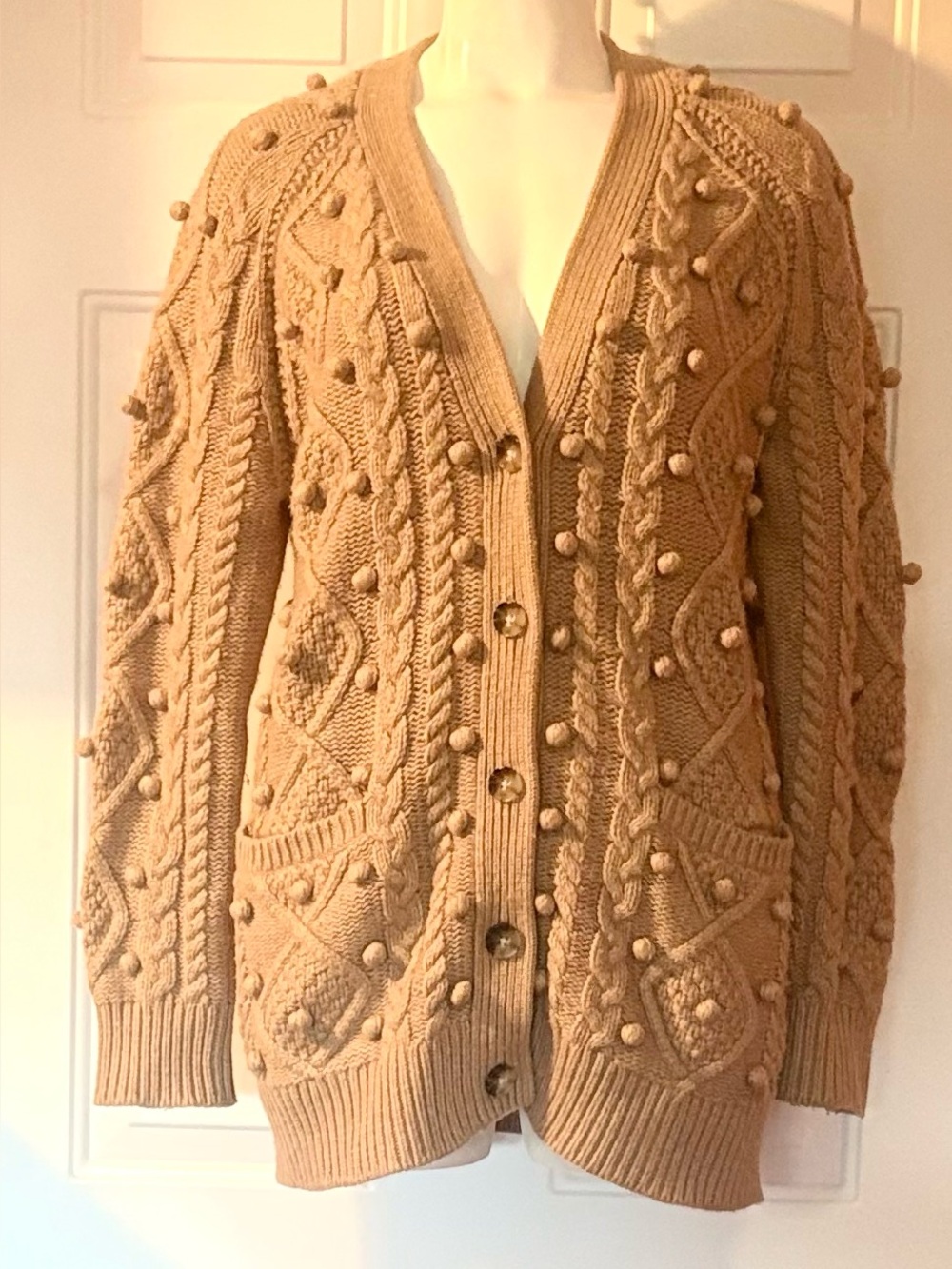 Merino Wool blend cable knit cardigan, Wilfred Alps Cardigan Womens XS